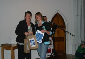 Art Lab participant accepting graduation certificate